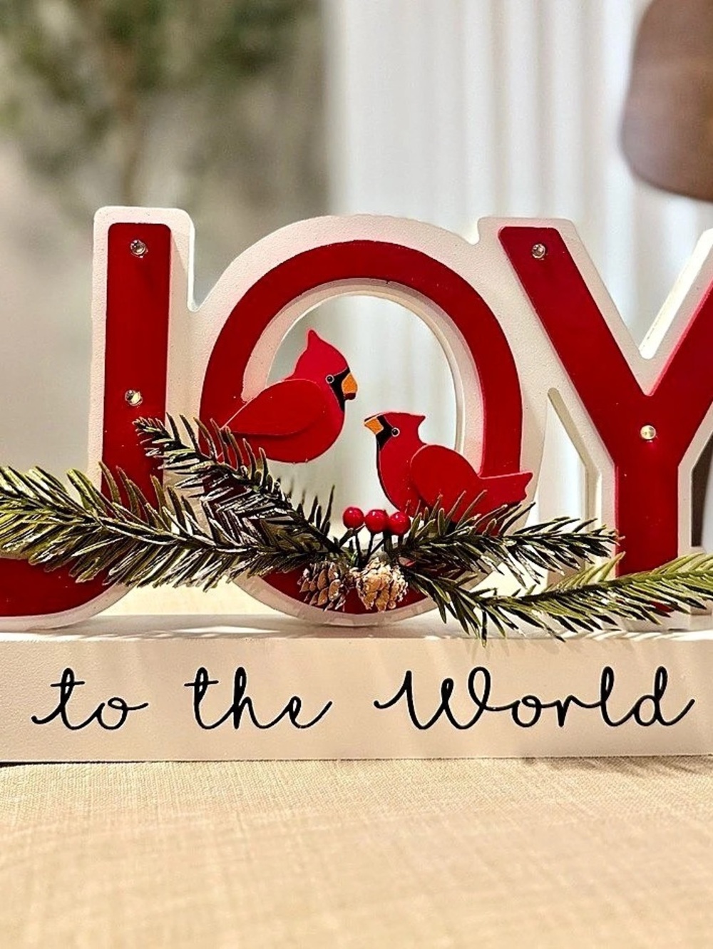 JOY Christmas Holiday Decor Sign Red & Green